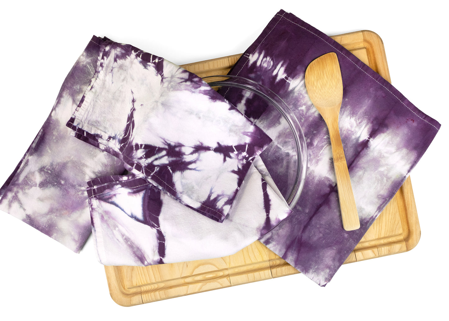 Purple Shibori Flour Sack Tea Towels