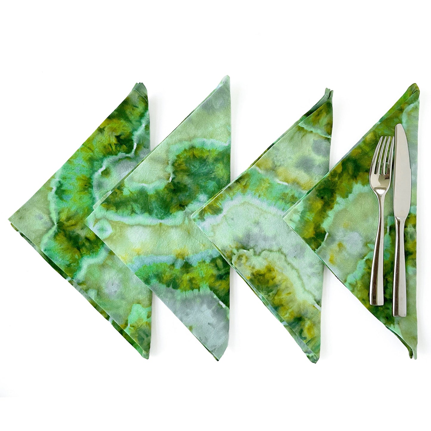 Cotton Dinner Napkins in Green Tie Dye - Sherri O Designs