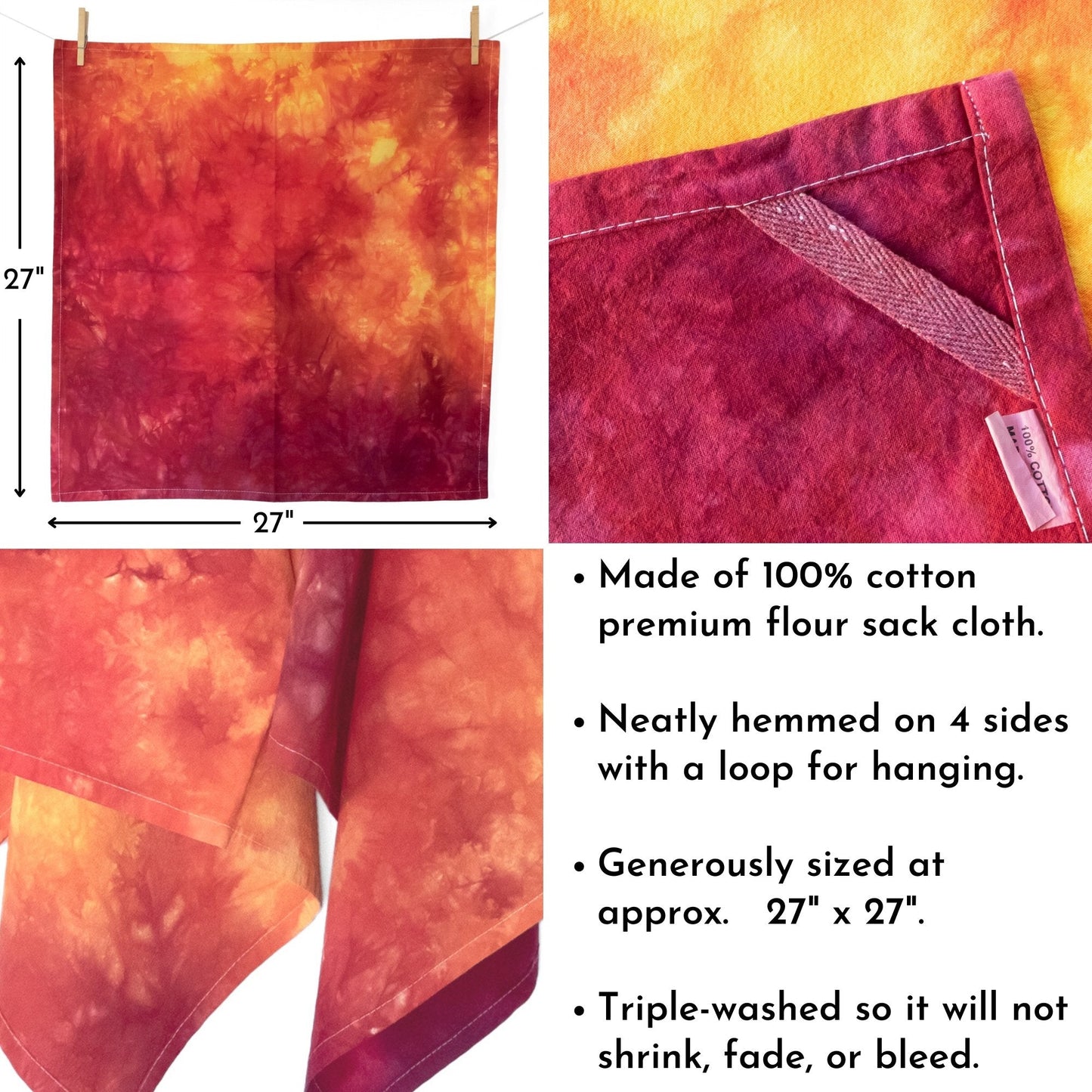 Flour Sack Tea Towels in Sunset Colors - Sherri O Designs