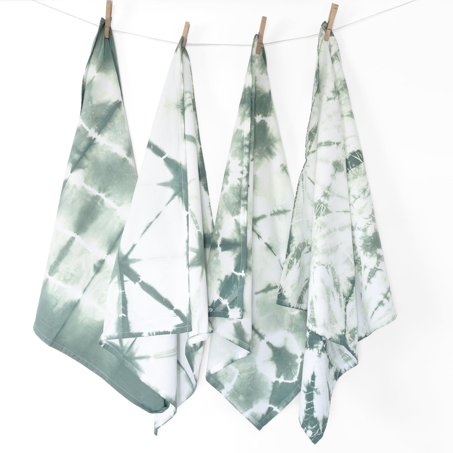 Sage Green Shibori Flour Sack Tea Towels - Sherri O Designs