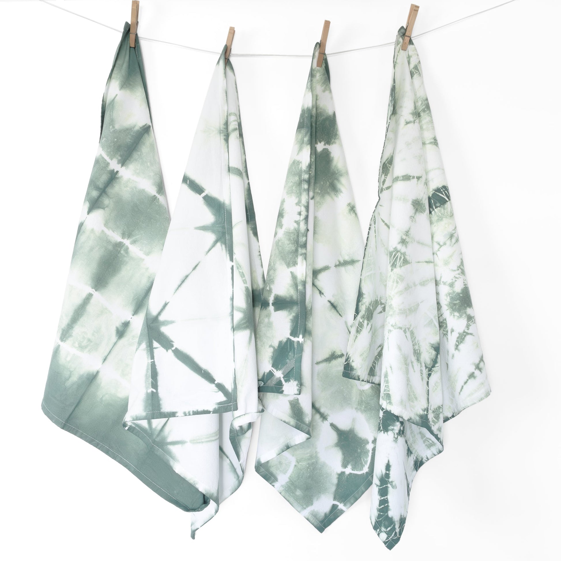 Sage Green Shibori Flour Sack Tea Towels - Sherri O Designs