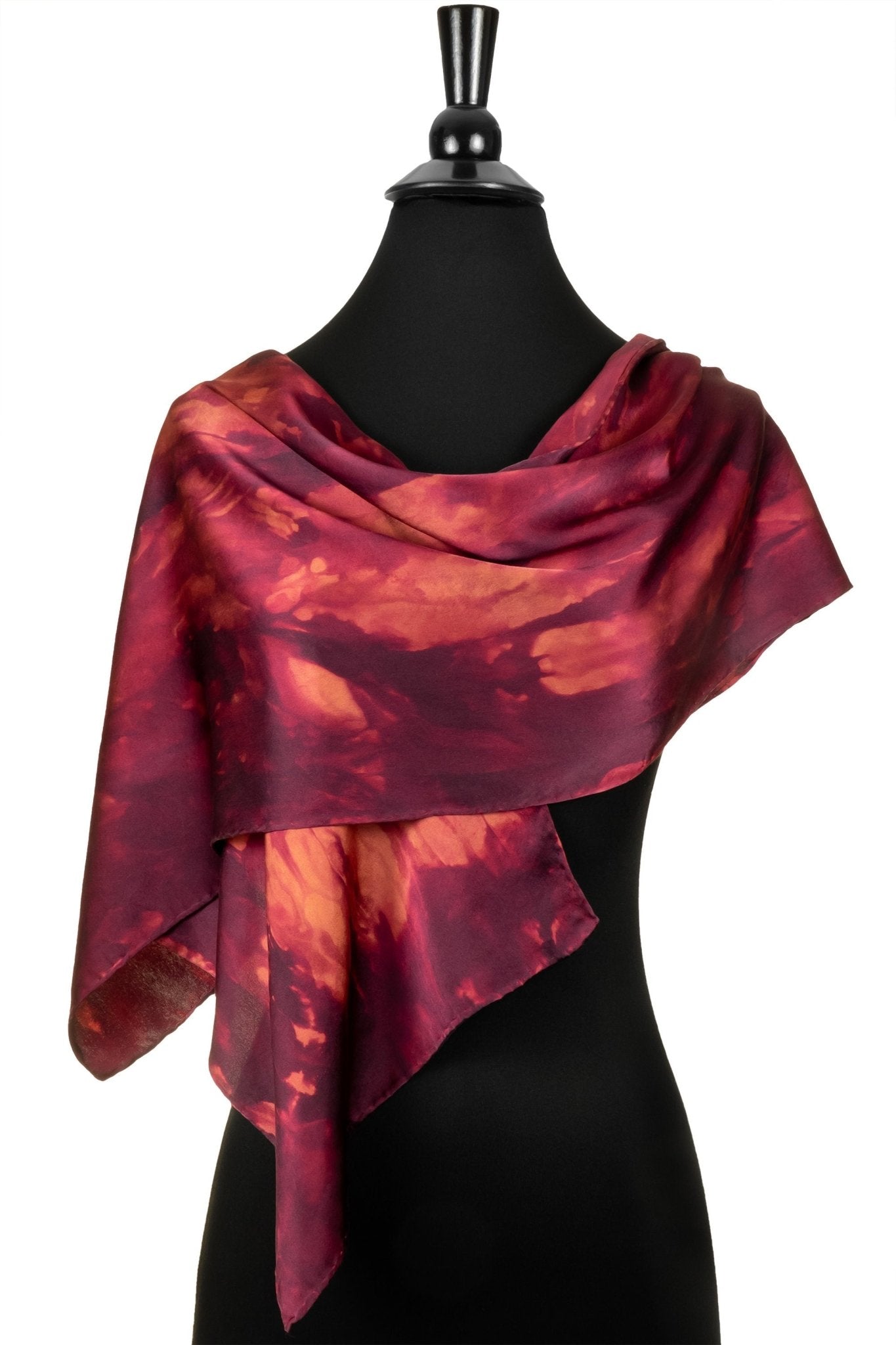 Autumn Red Silk Scarf - Sherri O Designs