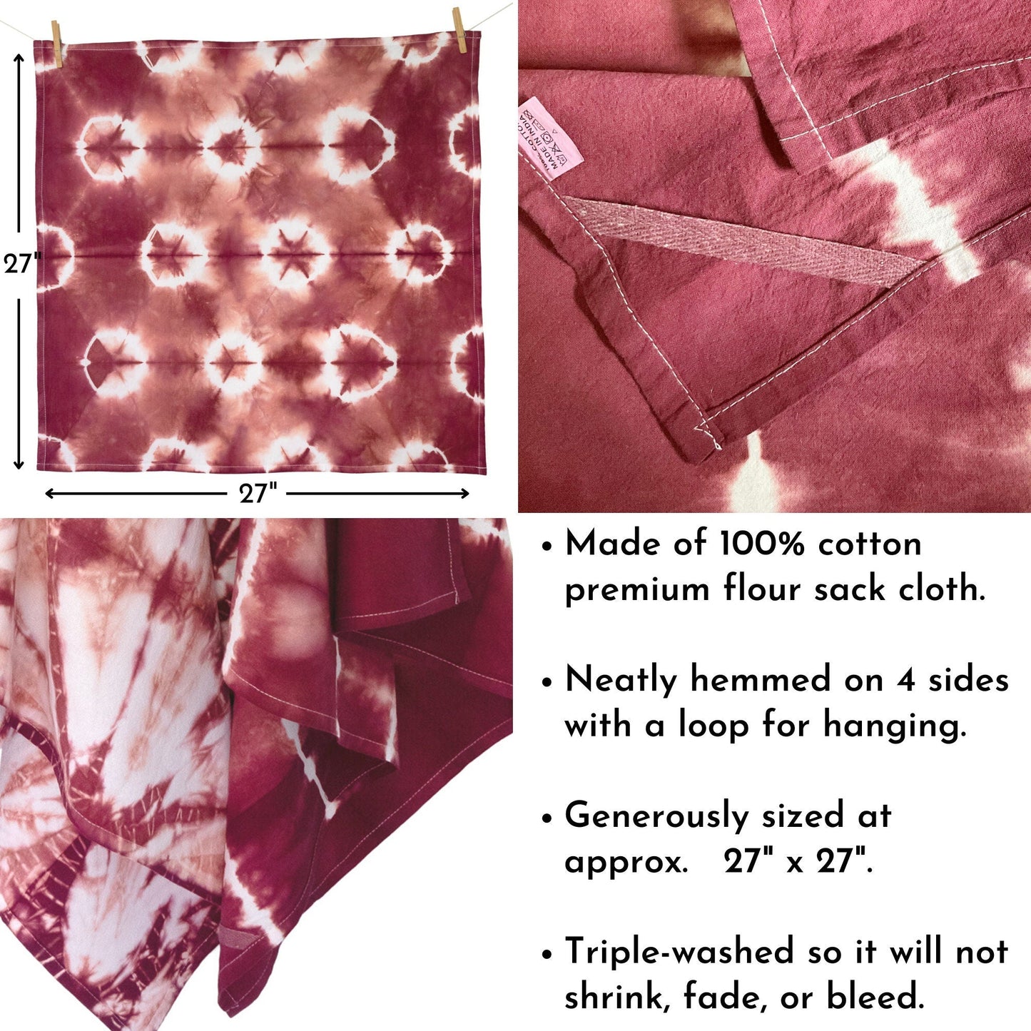 Barn Red Shibori Flour Sack Tea Towels - Sherri O Designs