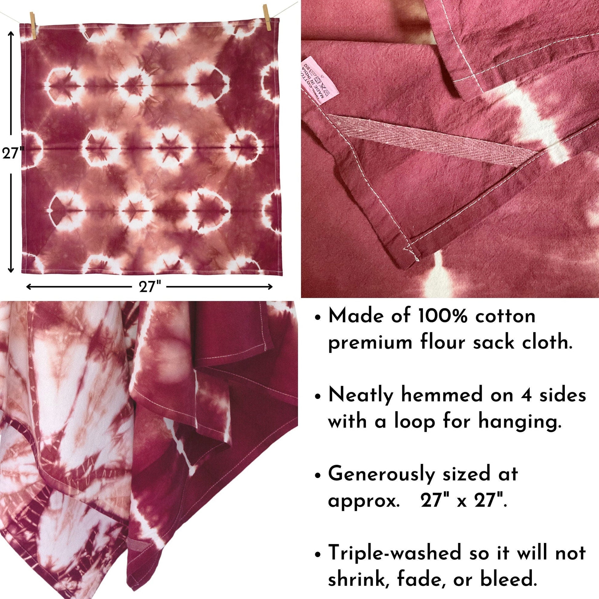 Barn Red Shibori Flour Sack Tea Towels - Sherri O Designs