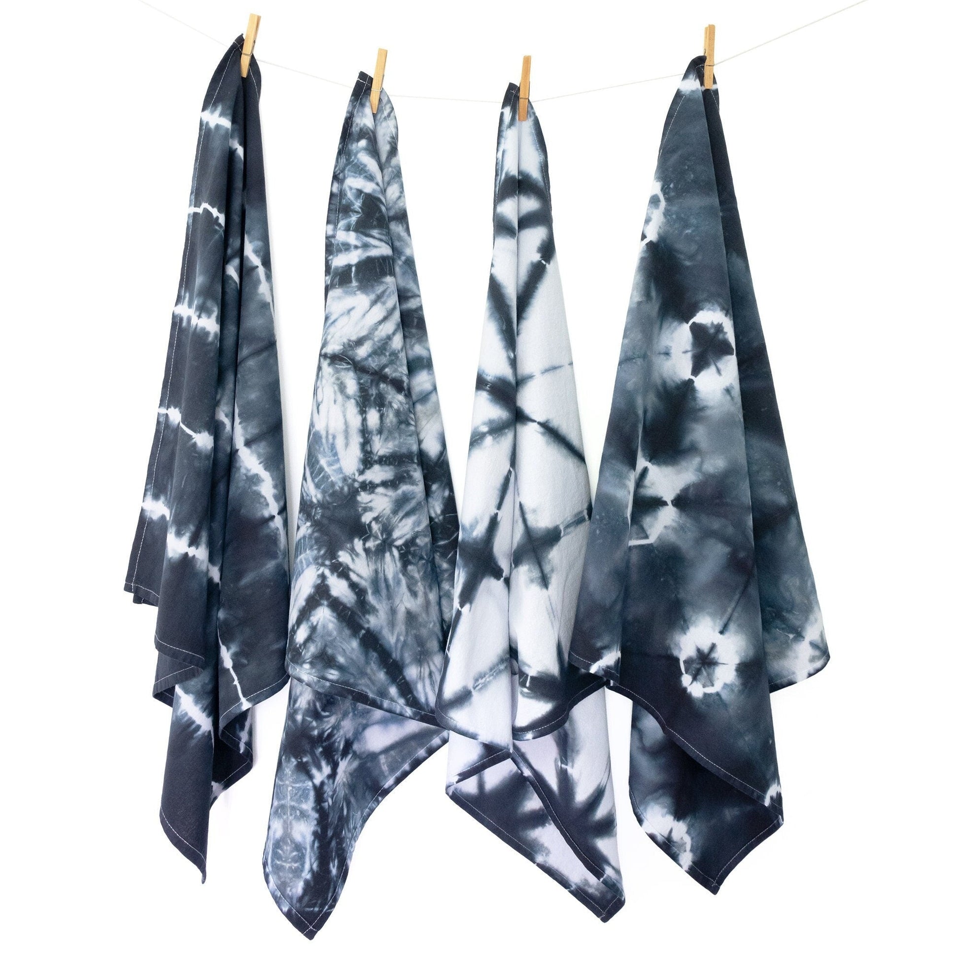 Black and White Shibori Flour Sack Tea Towels - Sherri O Designs