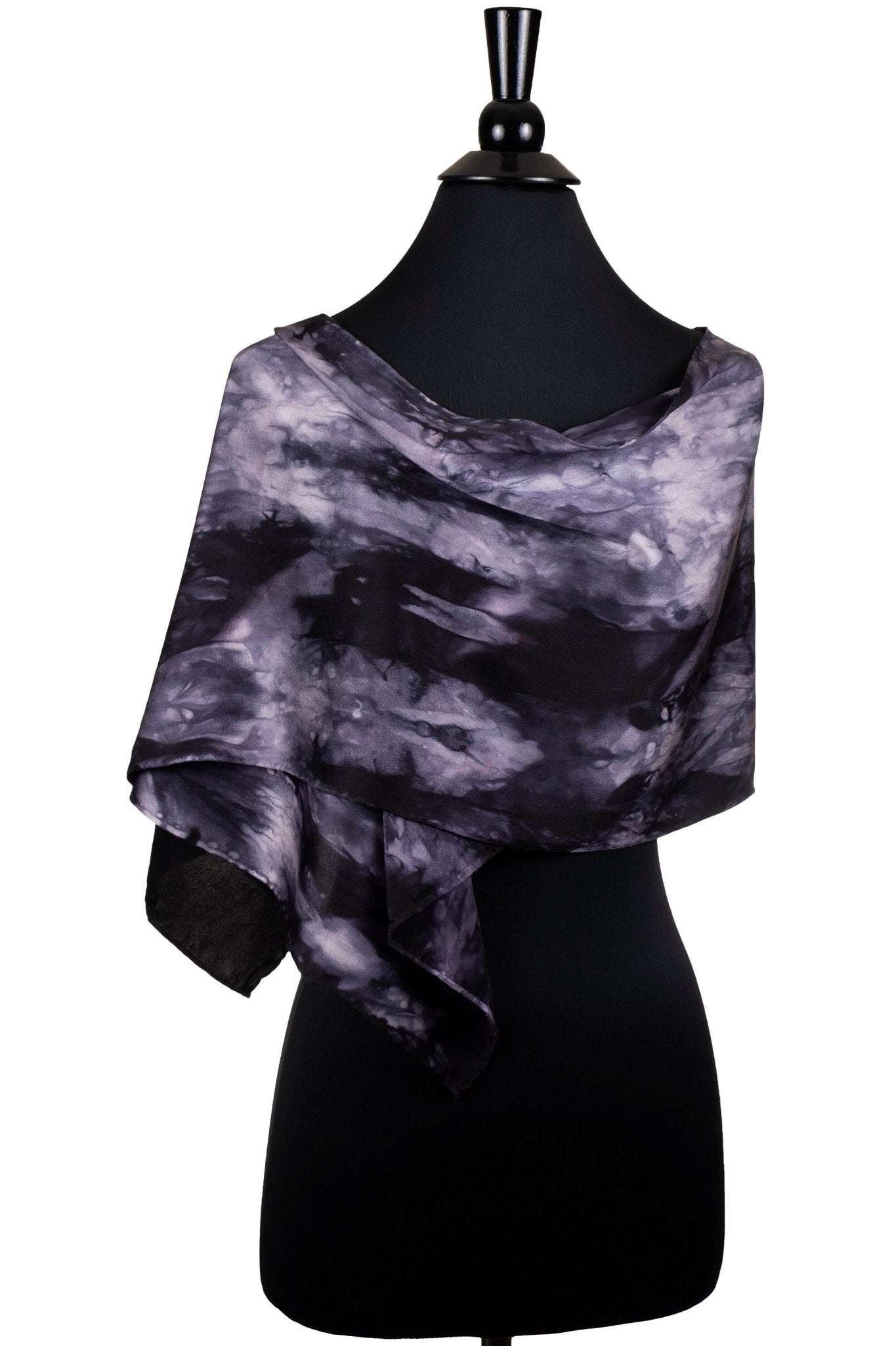 Black and White Silk Charmeuse Scarf - Sherri O Designs