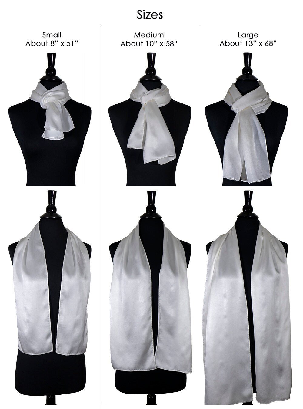 Black and White Silk Charmeuse Scarf - Sherri O Designs