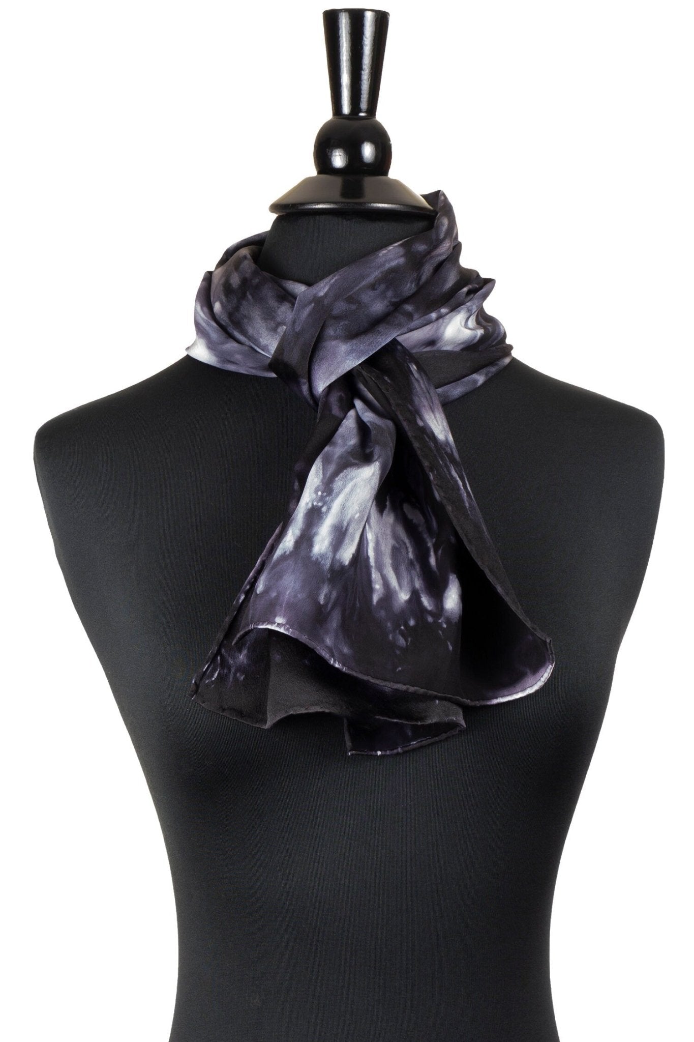 Black and White Silk Charmeuse Scarf - Sherri O Designs