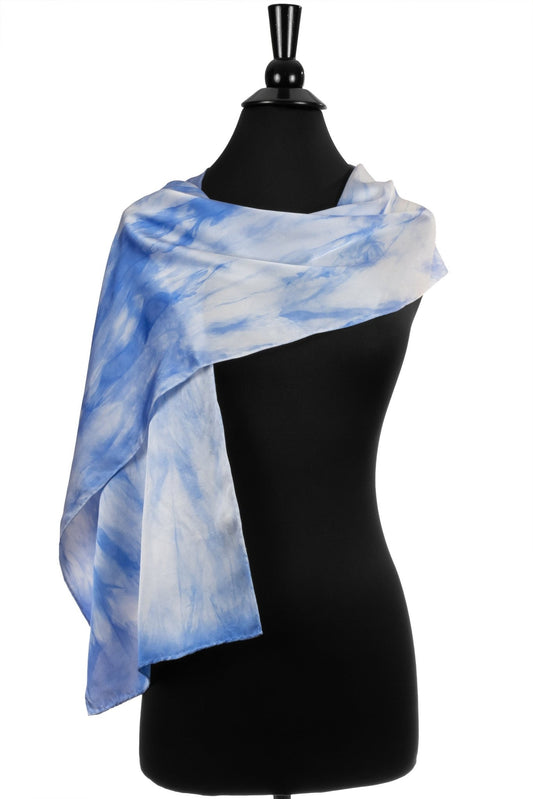 Blue and White Silk Scarf - Sherri O Designs