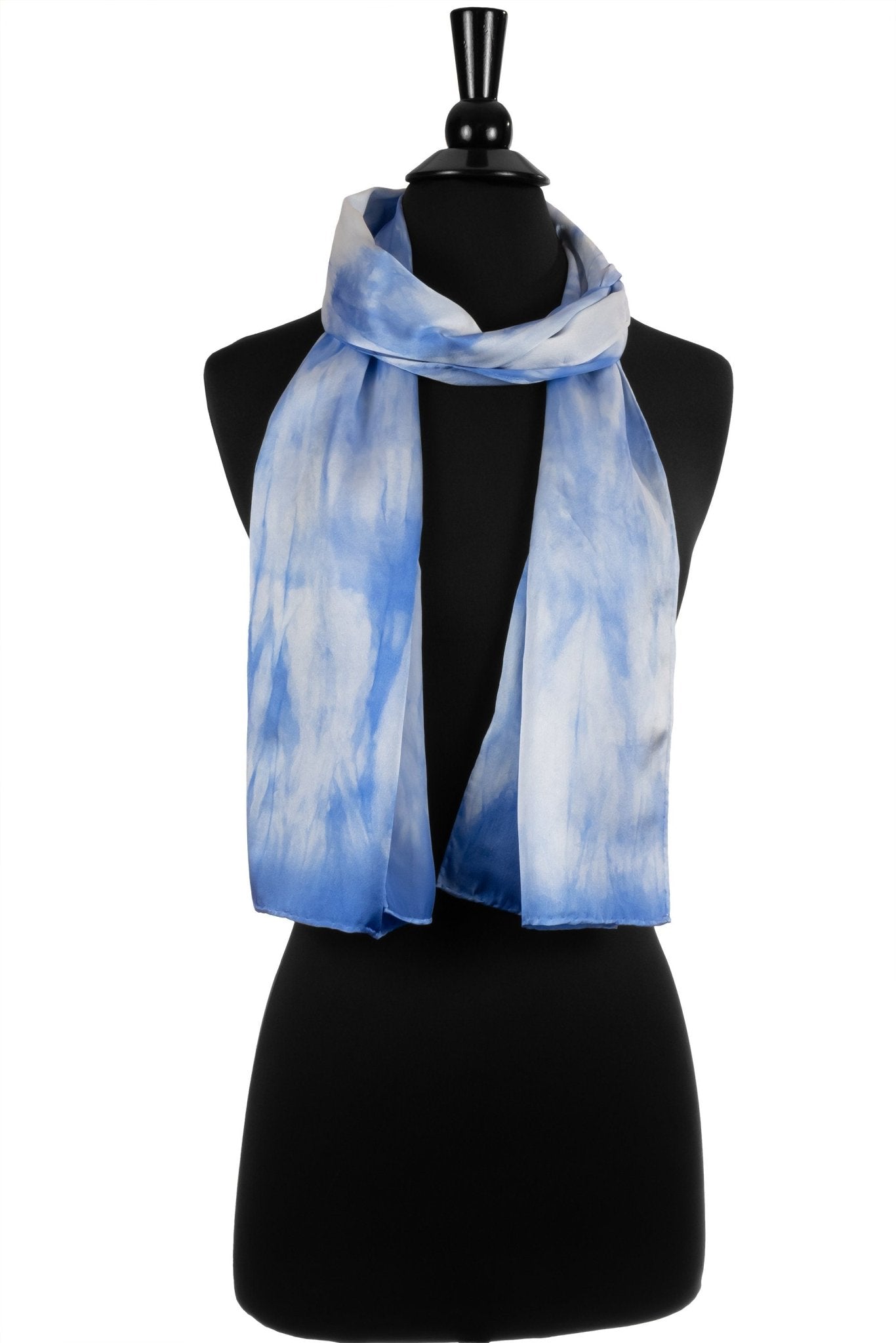 Blue and White Silk Scarf - Sherri O Designs