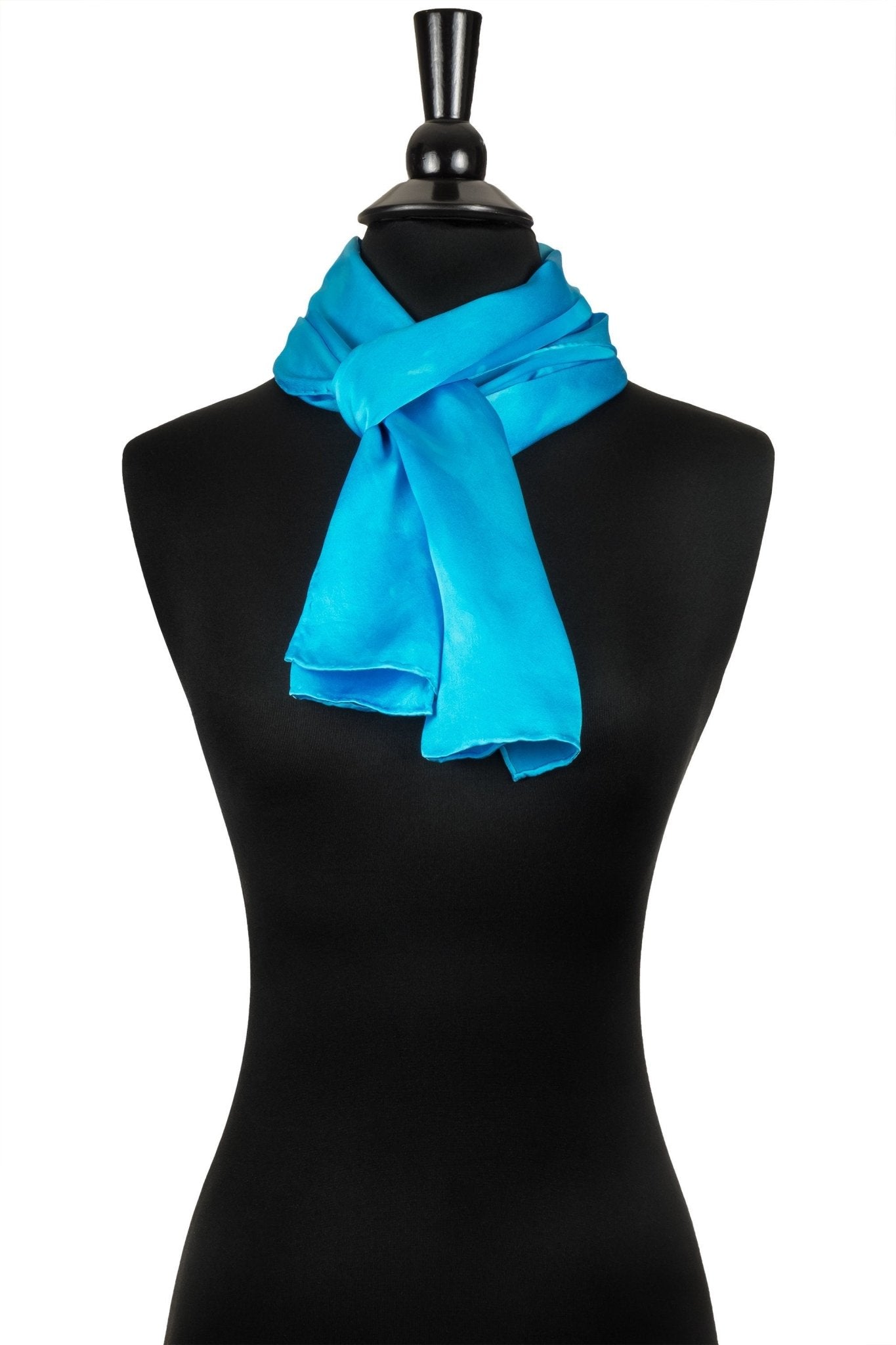 Cyan Blue Silk Charmeuse Scarf - Sherri O Designs