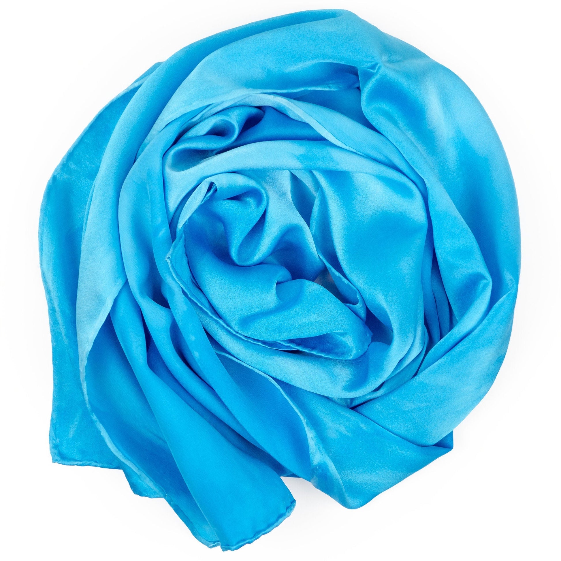 Cyan Blue Silk Charmeuse Scarf - Sherri O Designs