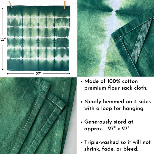 Forest Green Shibori Flour Sack Tea Towels - Sherri O Designs