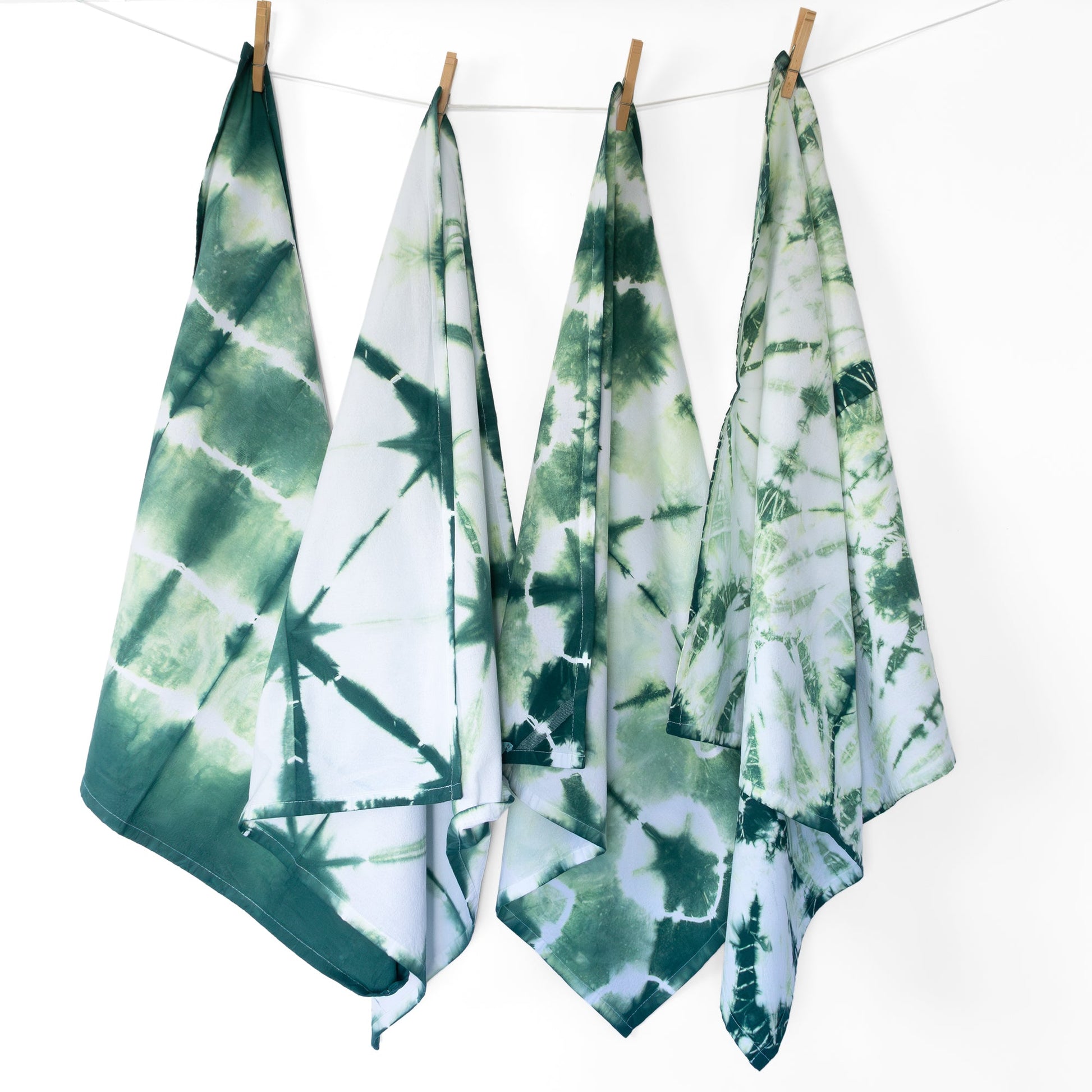Forest Green Shibori Flour Sack Tea Towels - Sherri O Designs