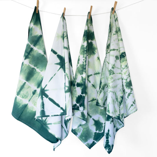 Forest Green Shibori Flour Sack Tea Towels - Sherri O Designs