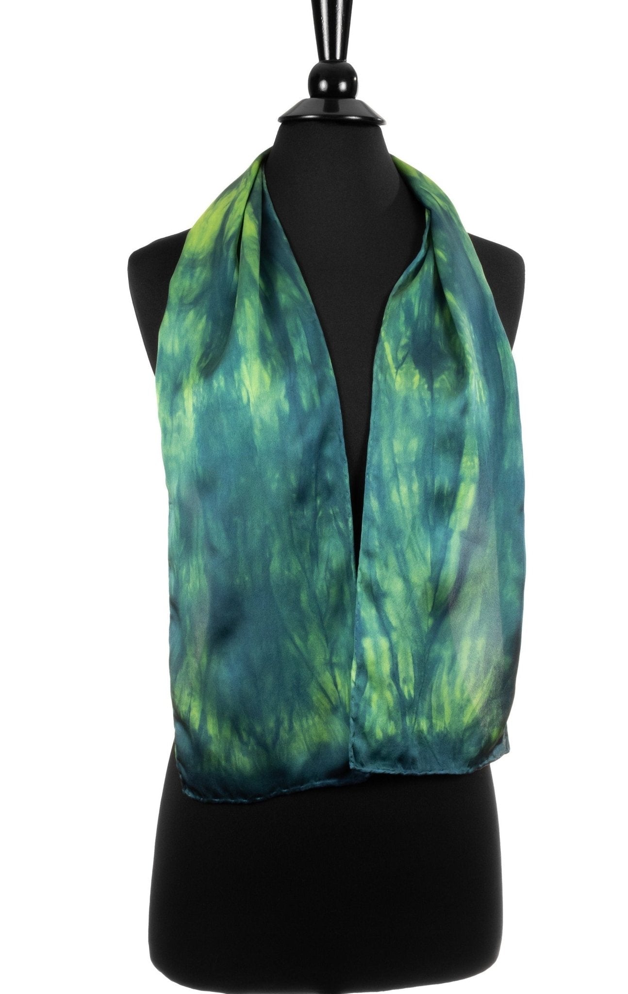 Green and Teal Silk Scarf - Sherri O Designs