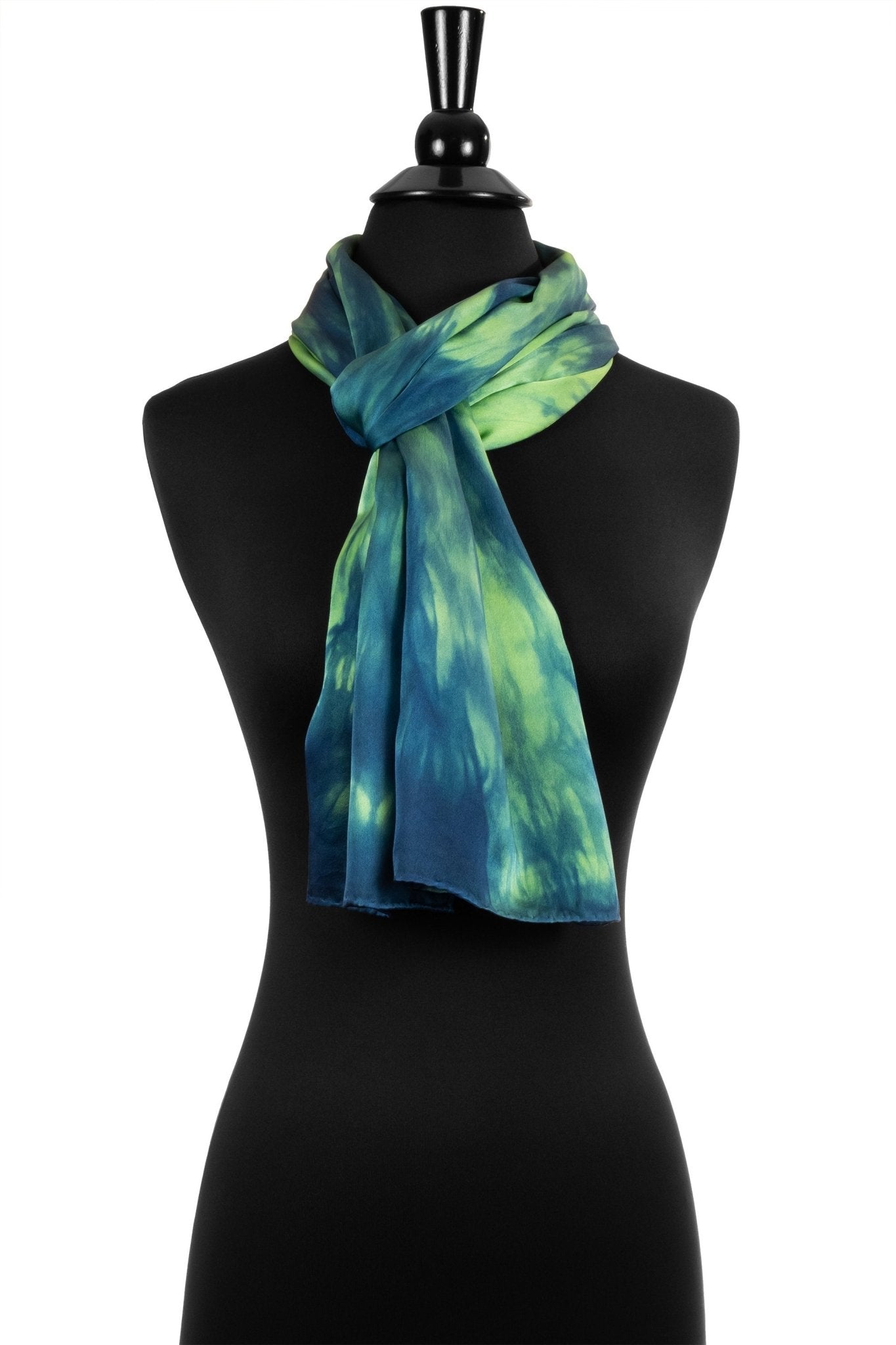 Green and Teal Silk Scarf - Sherri O Designs