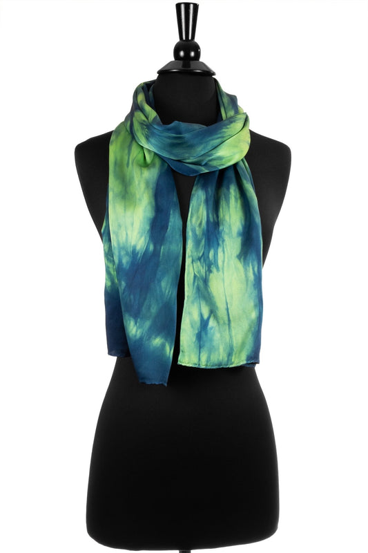 Green and Teal Silk Scarf - Sherri O Designs
