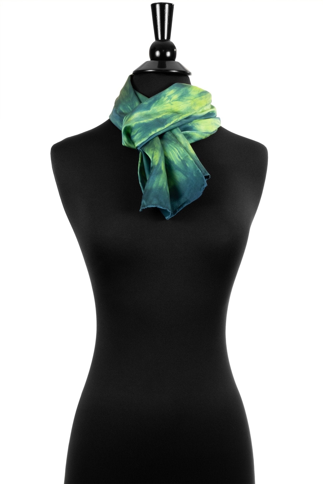 Green and Teal Silk Scarf - Sherri O Designs