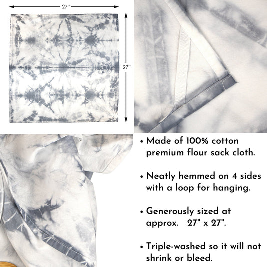 Grey Shibori Flour Sack Tea Towels - Sherri O Designs