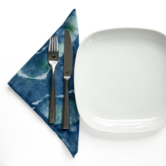 Linen Napkins in Navy and Spearmint - Sherri O Designs