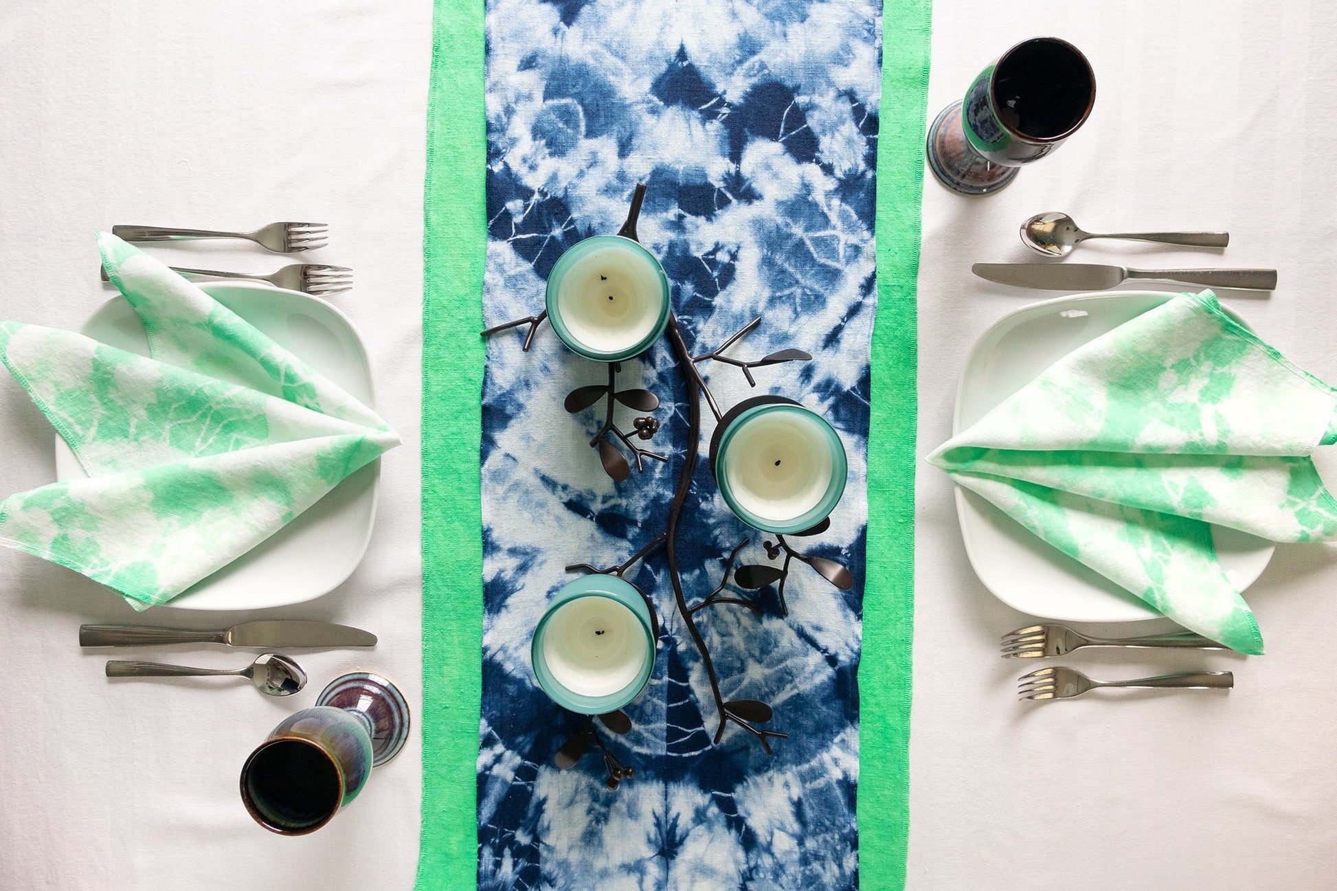 Linen Shibori-dyed Napkins, Set of 4 - Sherri O Designs
