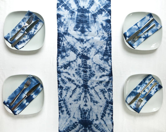 Linen Spiderweb Shibori Table Runner - Sherri O Designs