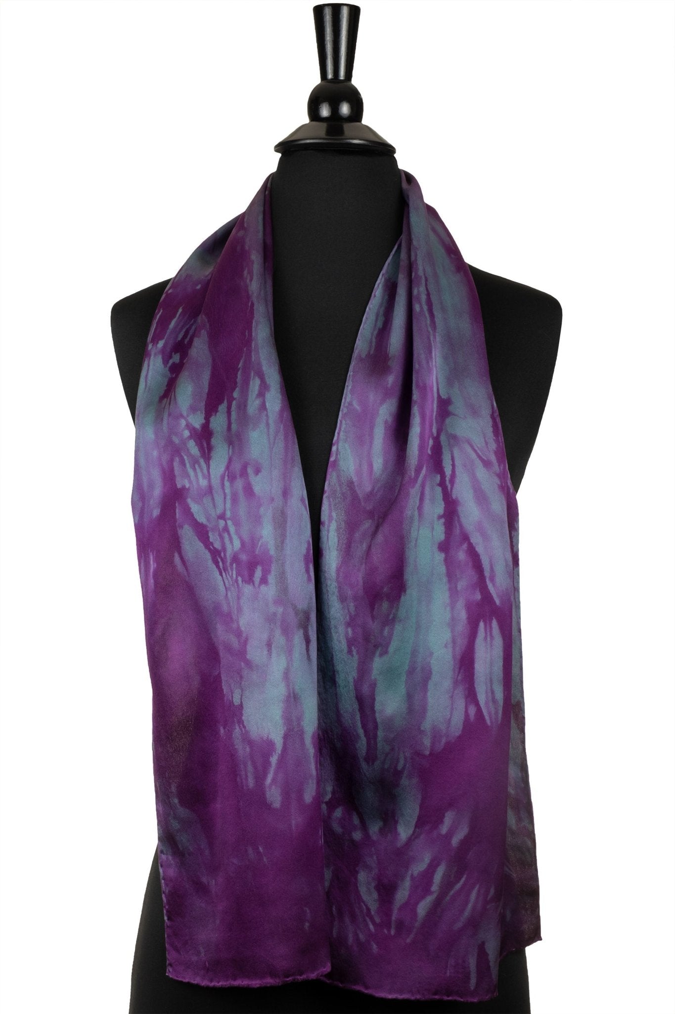 Purple and Cyan Silk Scarf - Sherri O Designs
