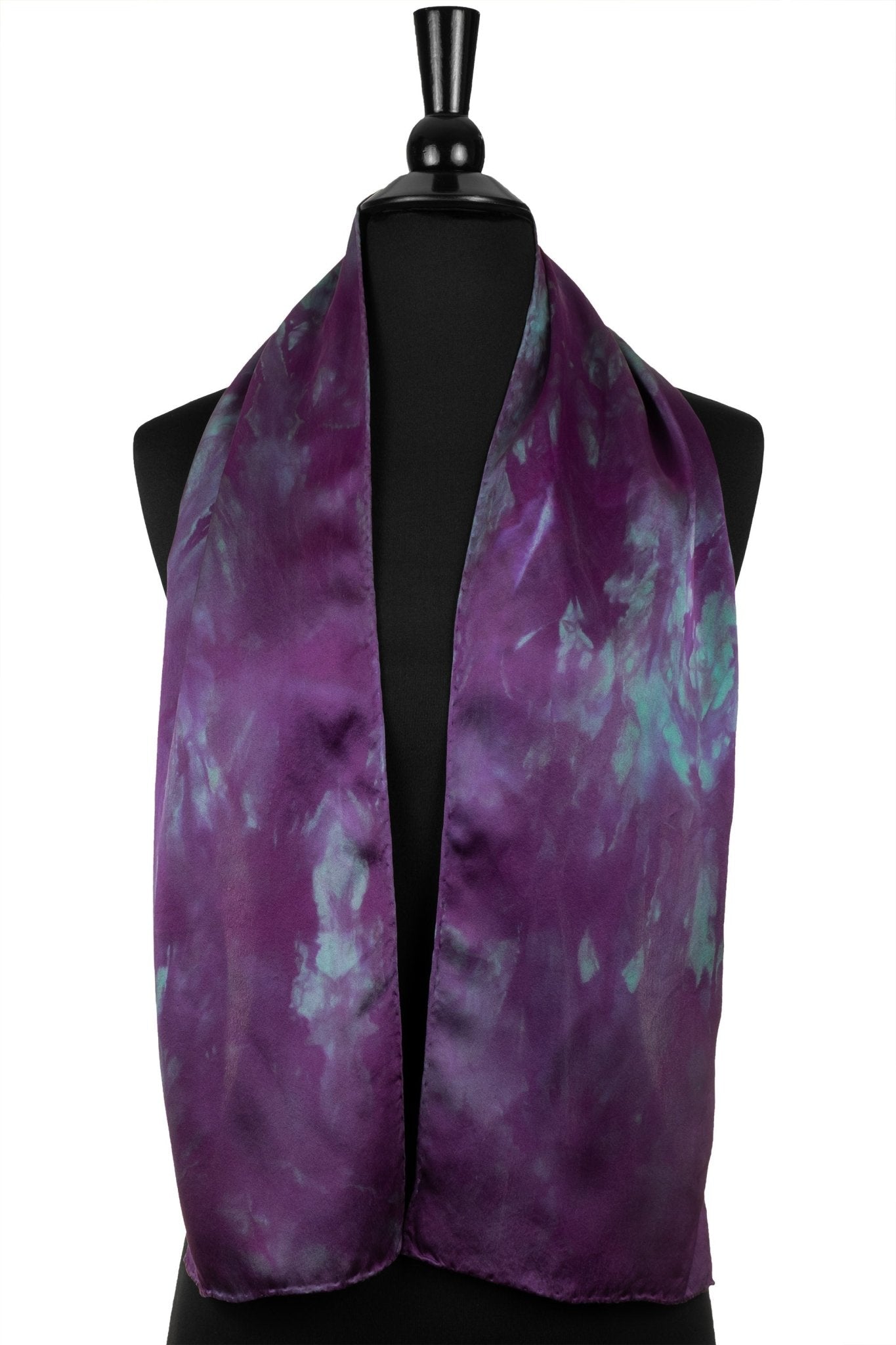 Purple and Cyan Silk Scarf - Sherri O Designs
