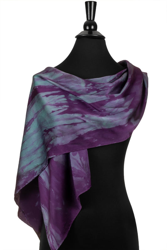 Purple and Cyan Silk Scarf - Sherri O Designs