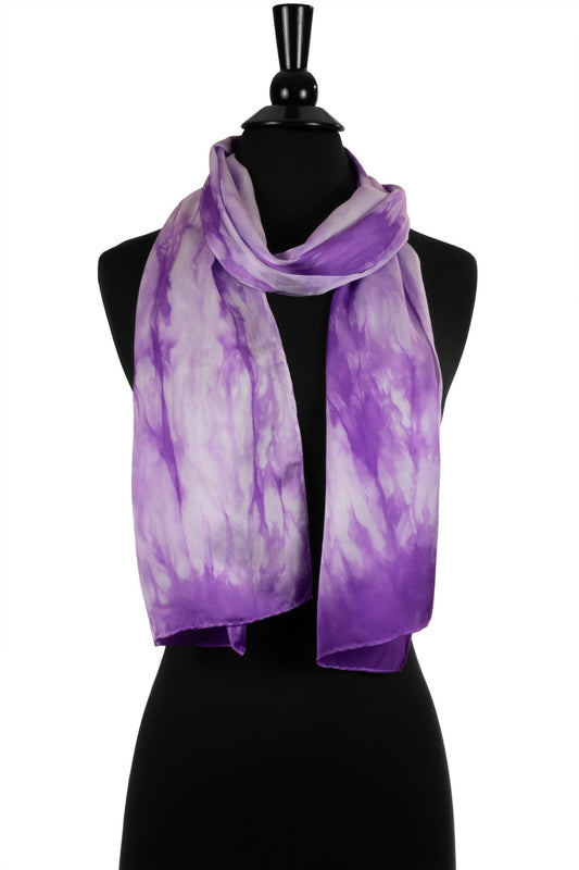 Purple and White Silk Scarf - Sherri O Designs