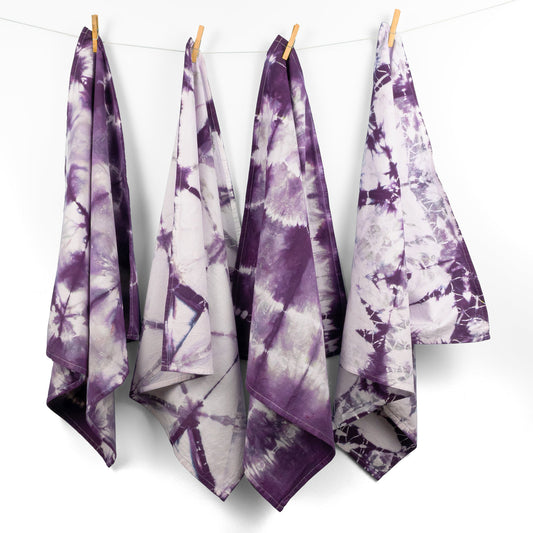 Purple Shibori Flour Sack Tea Towels - Sherri O Designs