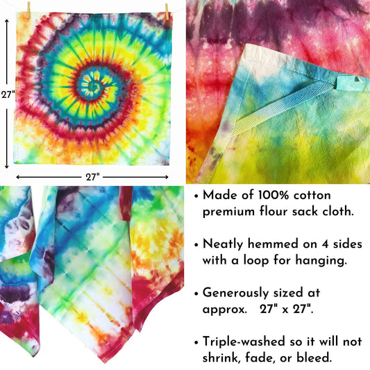 Rainbow Tie Dye Flour Sack TeaTowels - Sherri O Designs