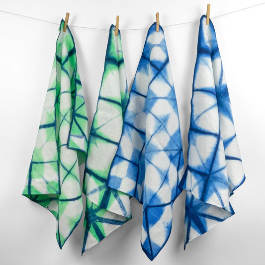 Shibori-Dyed Linen Tea Towels, Set of 2 - Sherri O Designs