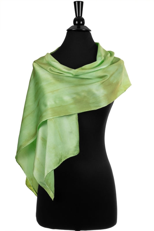 Spring Green Silk Charmeuse Scarf - Sherri O Designs