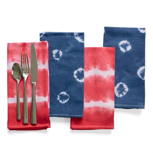 Stars and Stripes Tie Dye Flour Sack Napkins - Sherri O Designs