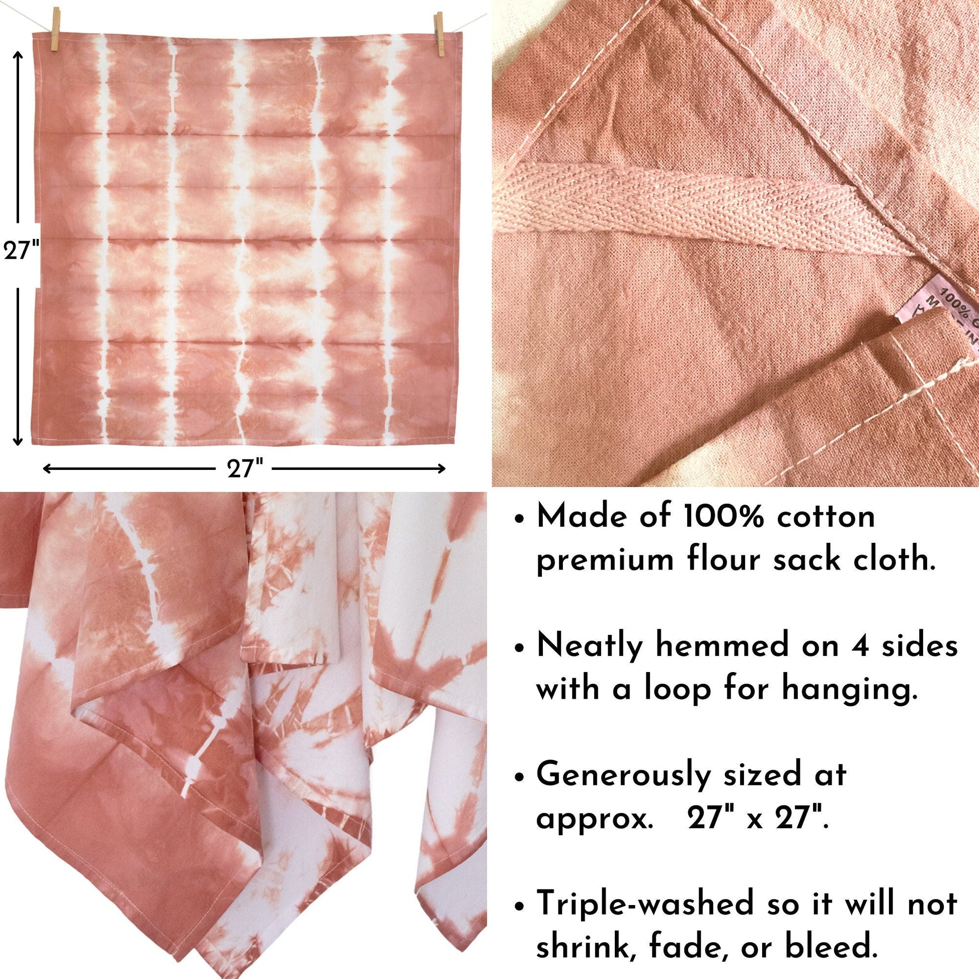 Terracotta Shibori Flour Sack Tea Towels - Sherri O Designs