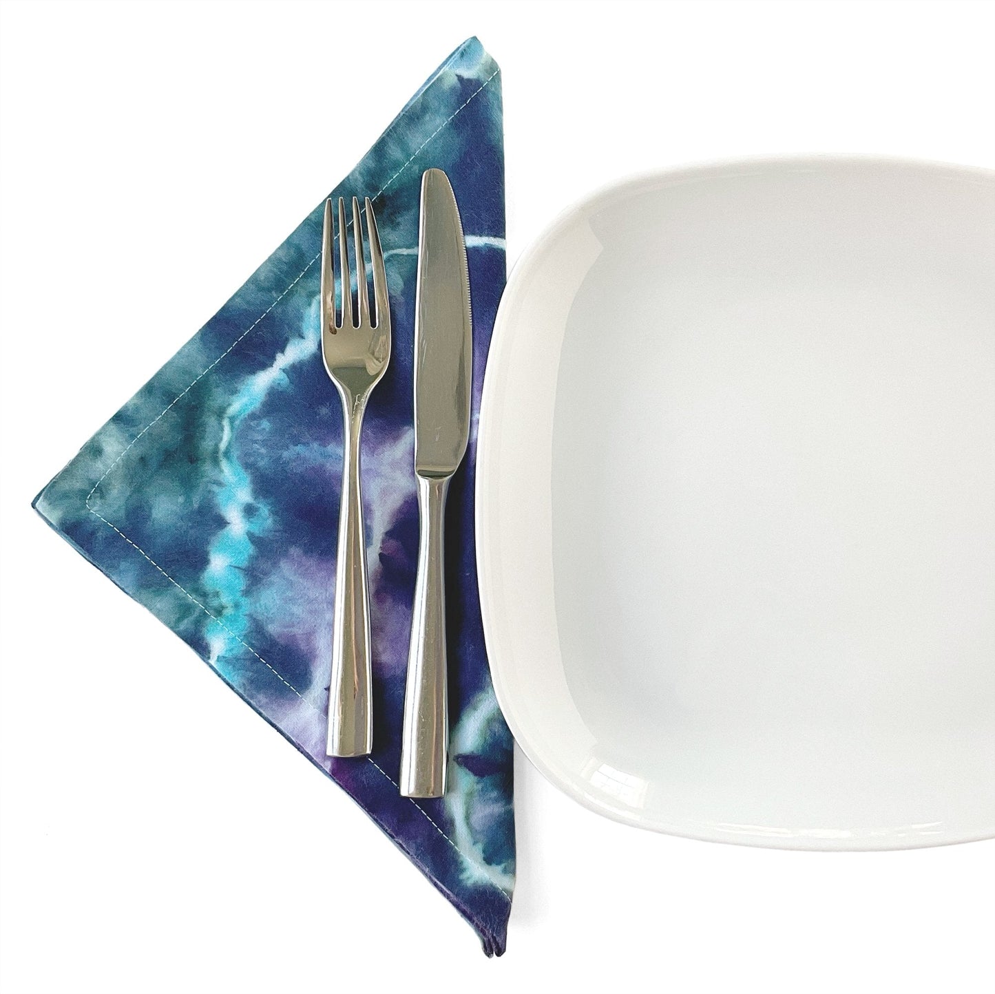Tie Dye Flour Sack Napkins in Blues and Purples - Sherri O Designs