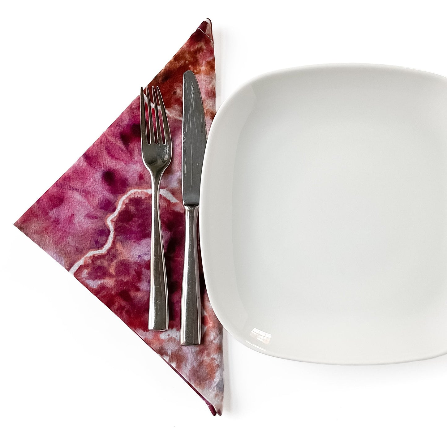 Tie Dye Flour Sack Napkins in Red Pink and Orange - Sherri O Designs