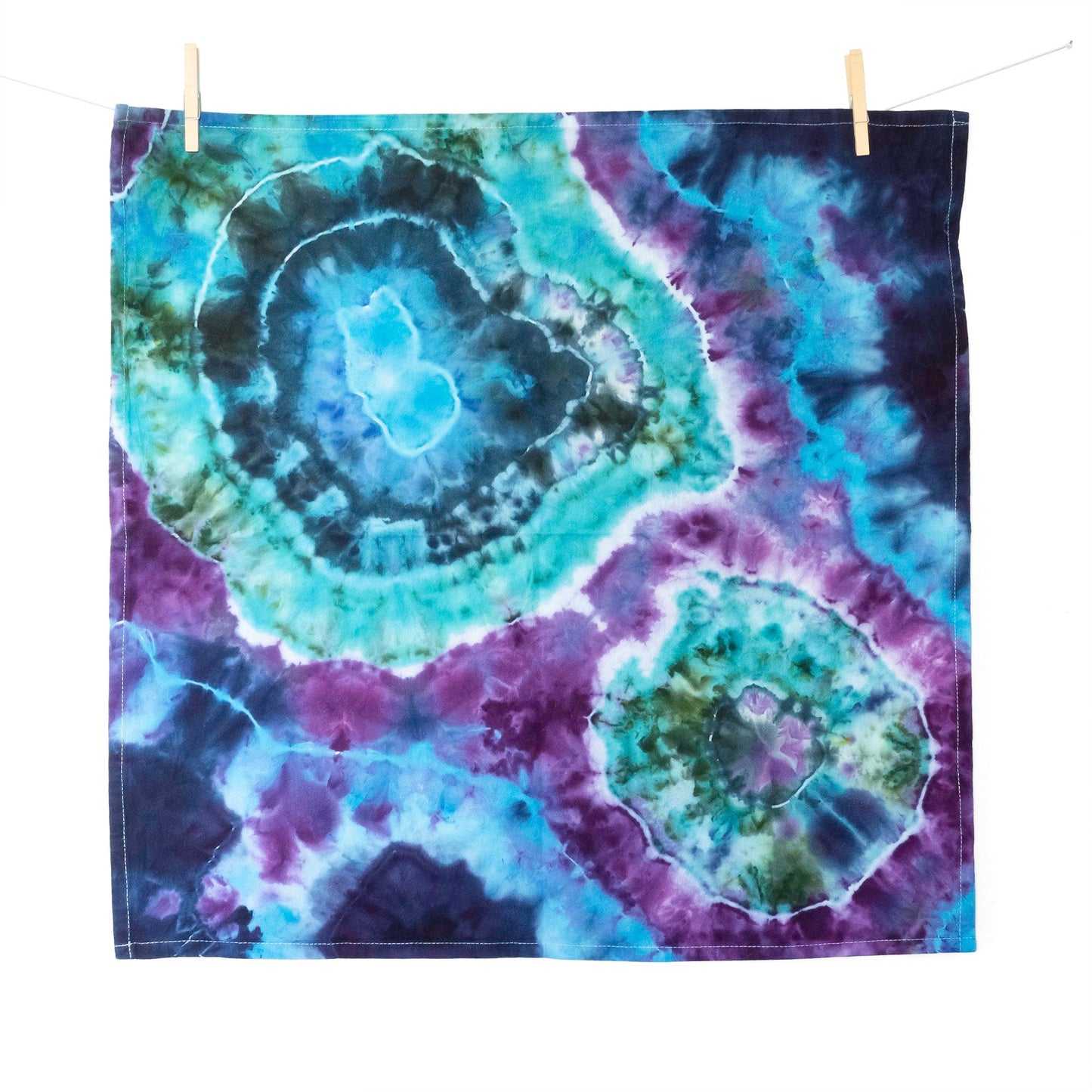 Tie Dye Flour Sack Tea Towel in Blue and Purple - Sherri O Designs