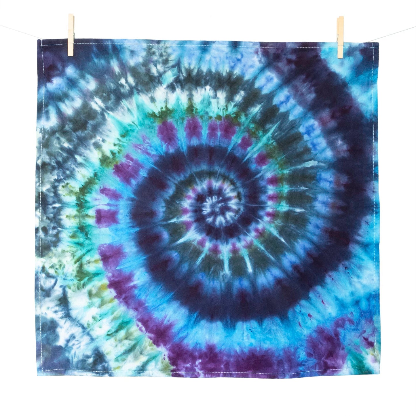 Tie Dye Flour Sack Tea Towel in Blue and Purple - Sherri O Designs