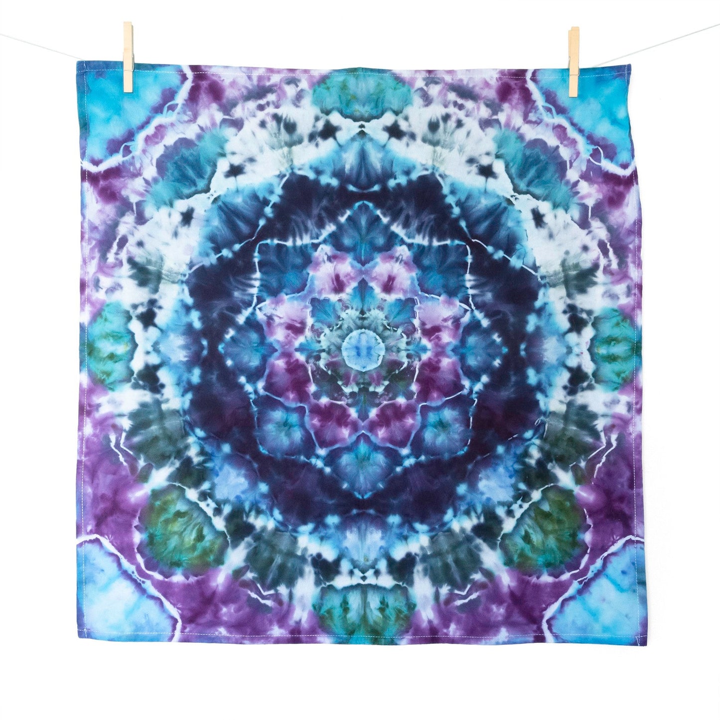 Tie Dye Flour Sack Tea Towel in Blue and Purple - Sherri O Designs