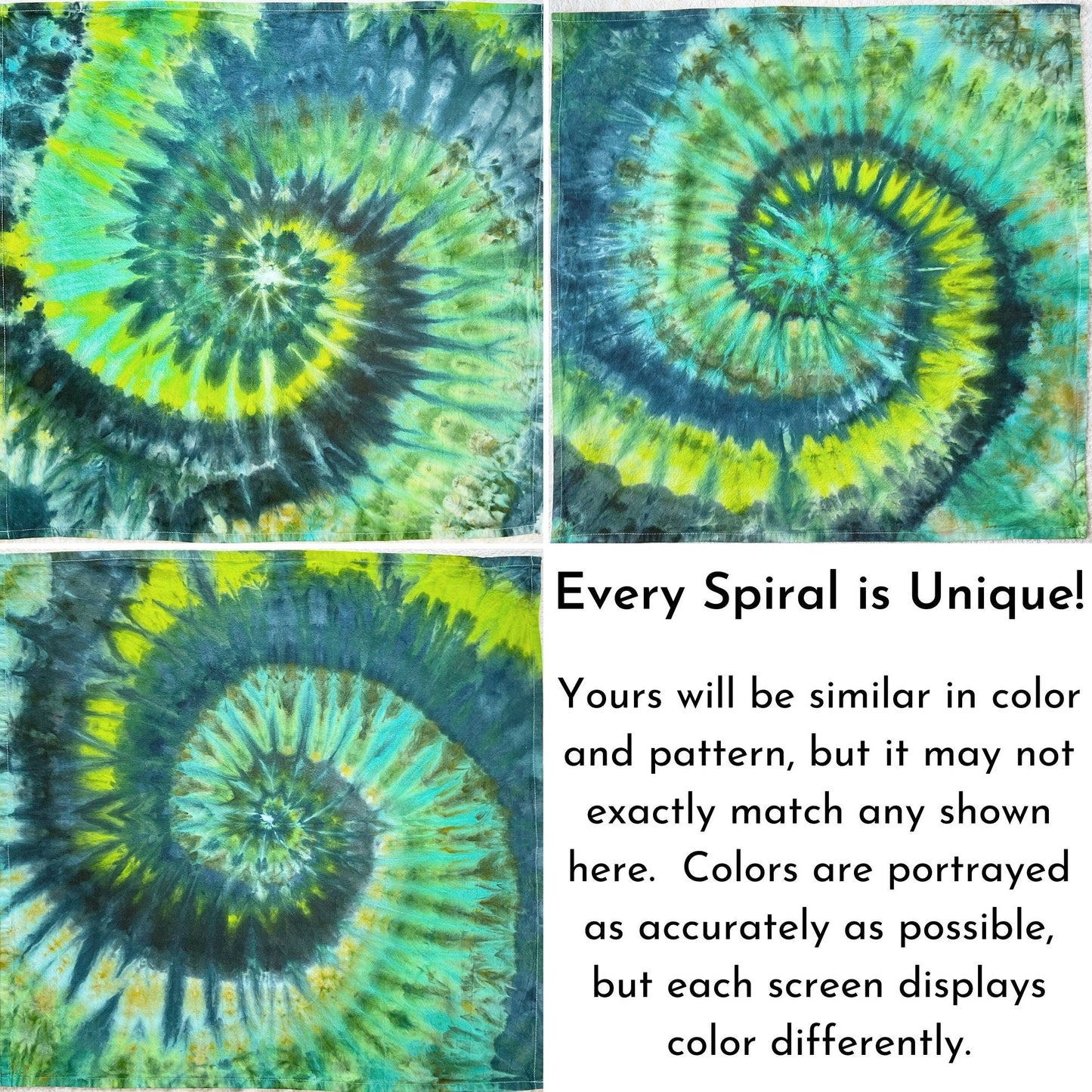 Tie Dye Flour Sack Tea Towel in Blues and Greens - Sherri O Designs