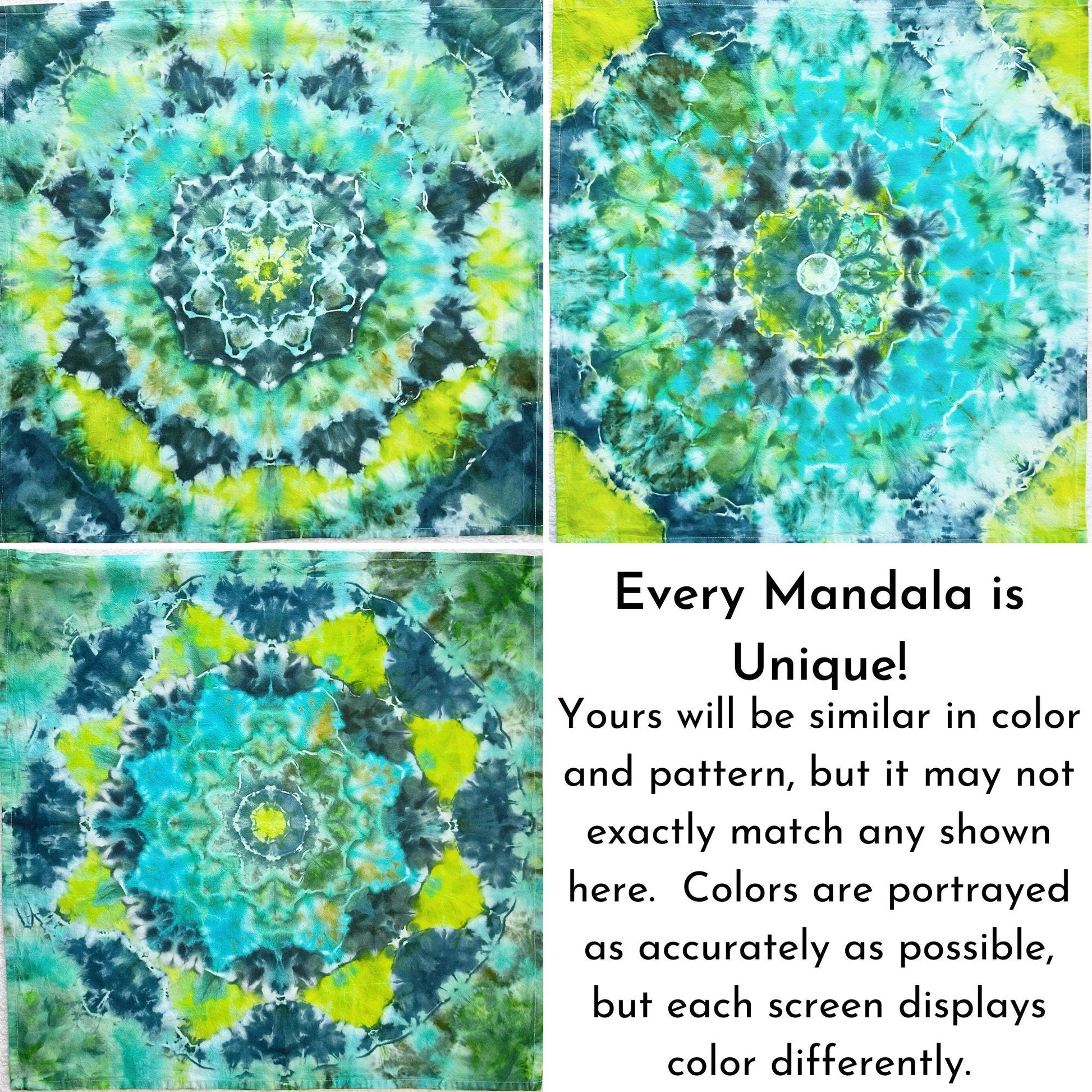 Tie Dye Flour Sack Tea Towel in Blues and Greens - Sherri O Designs