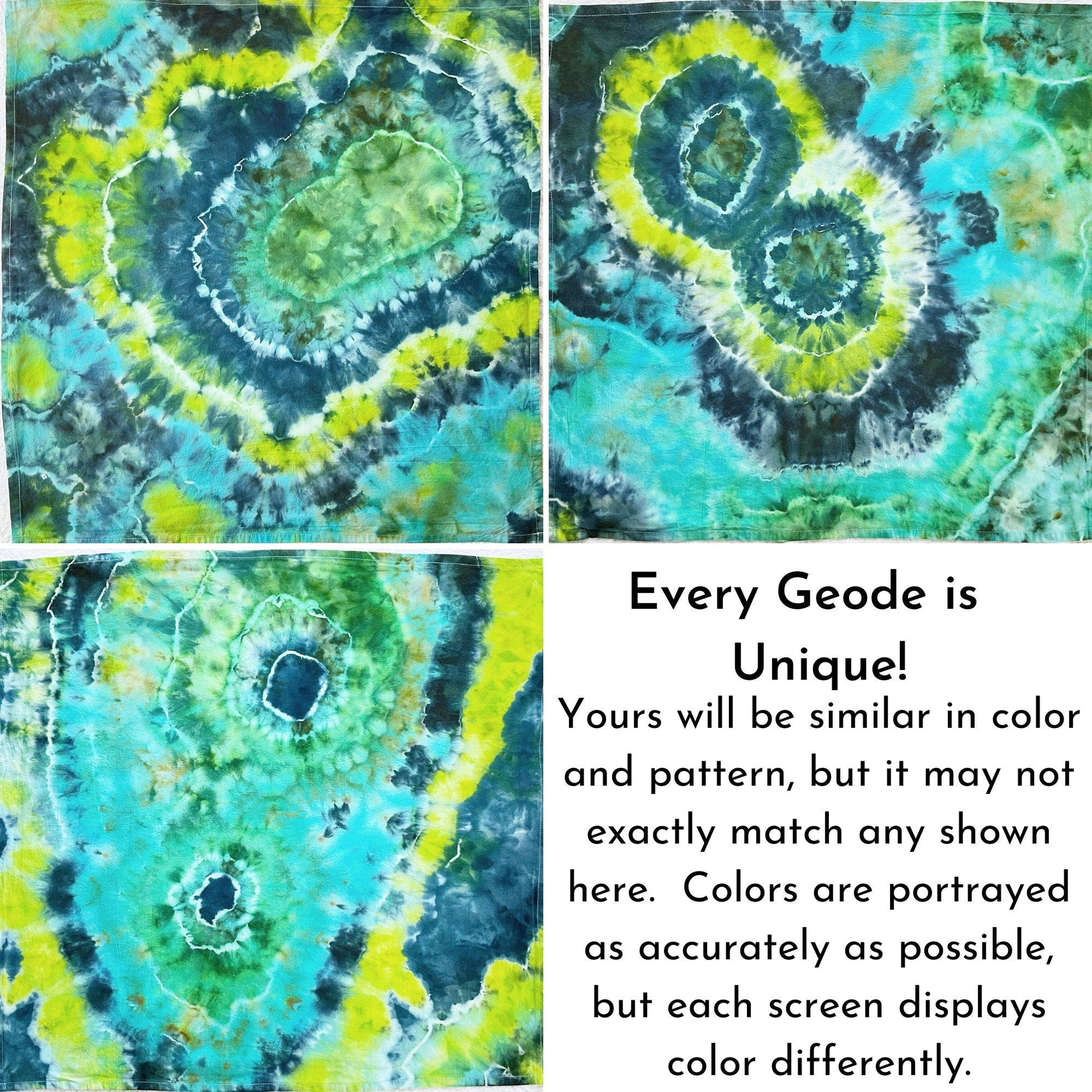 Tie Dye Flour Sack Tea Towel in Blues and Greens - Sherri O Designs