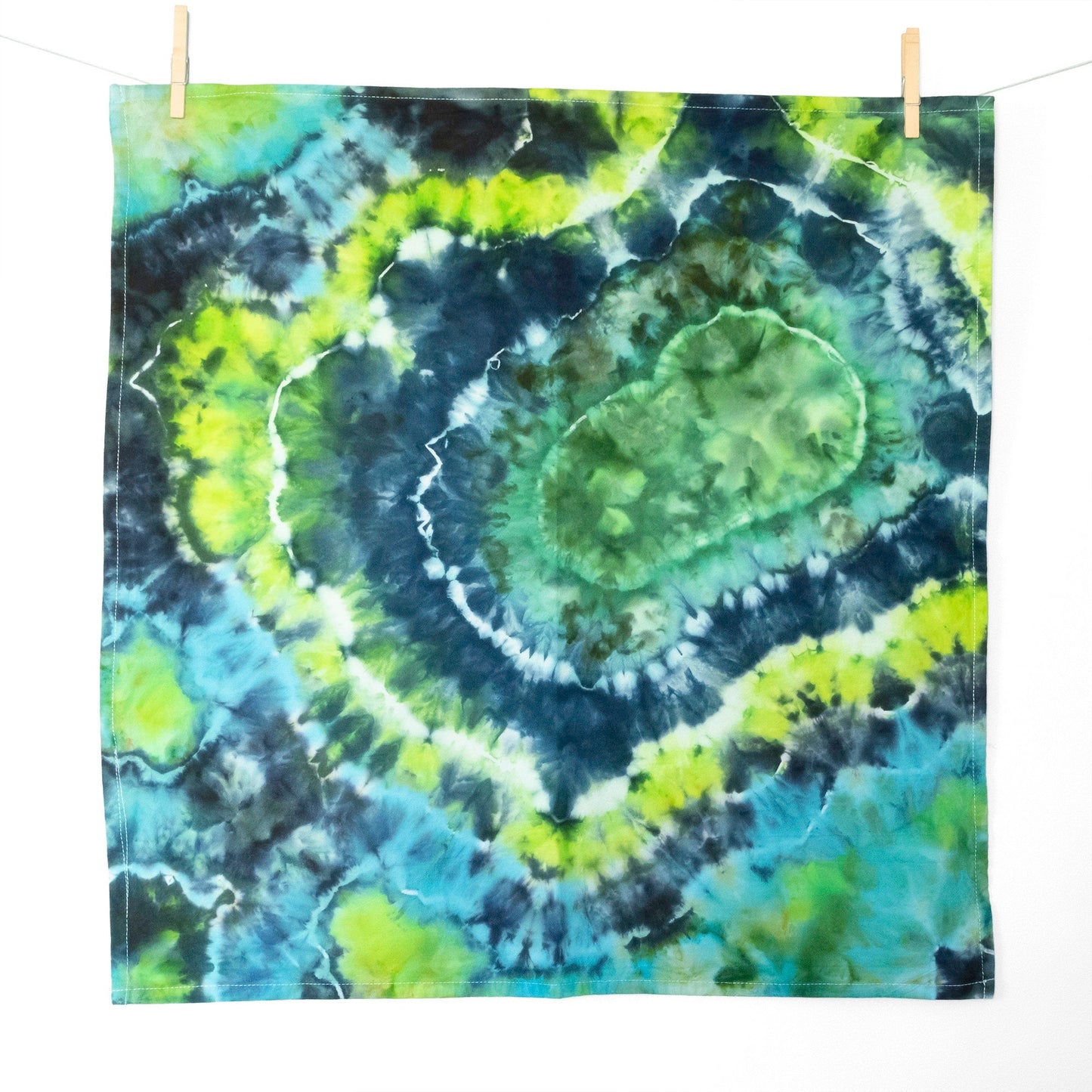 Tie Dye Flour Sack Tea Towel in Blues and Greens - Sherri O Designs