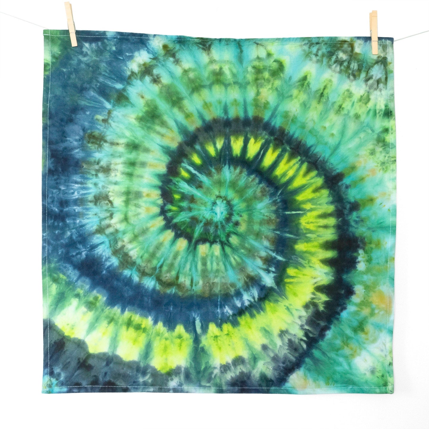 Tie Dye Flour Sack Tea Towel in Blues and Greens - Sherri O Designs