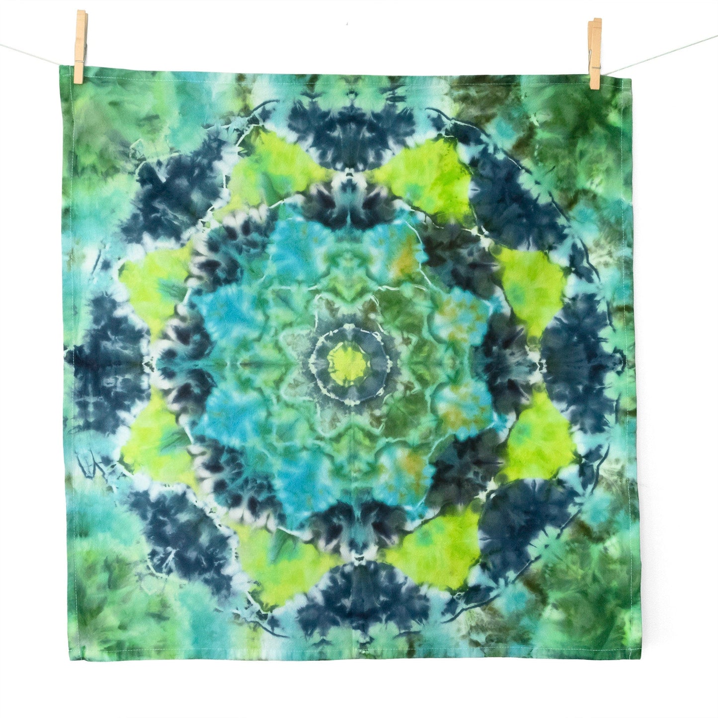 Tie Dye Flour Sack Tea Towel in Blues and Greens - Sherri O Designs