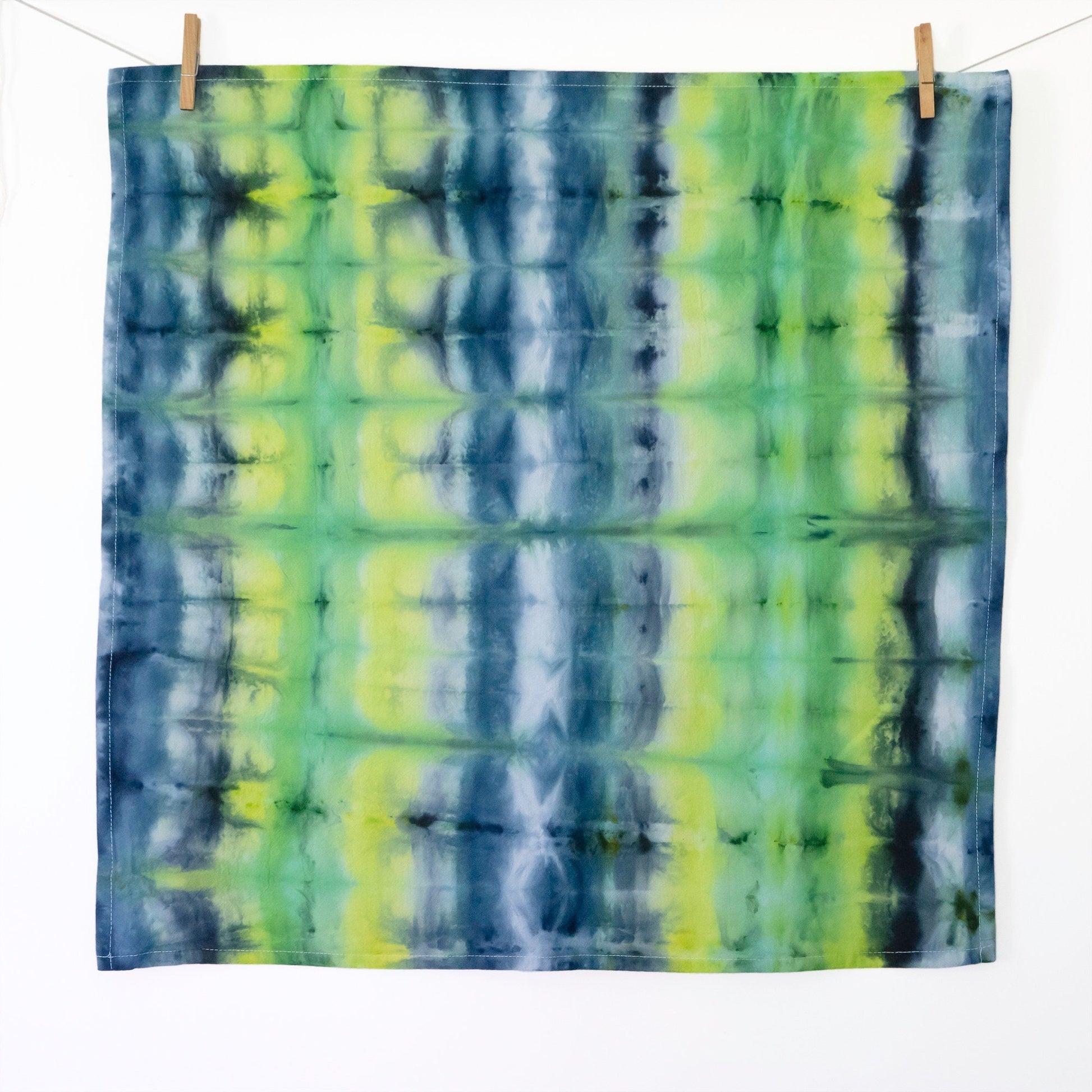 Tie Dye Flour Sack Tea Towel in Blues and Greens - Sherri O Designs