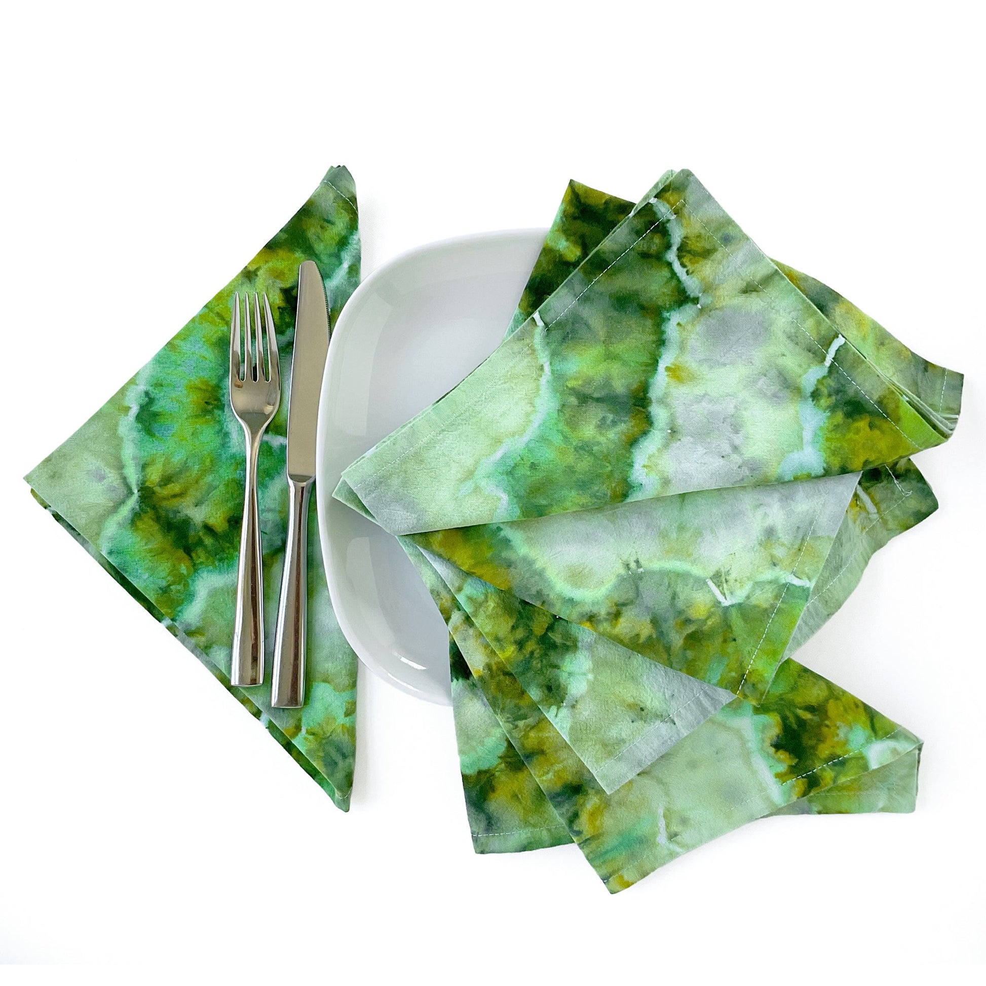 Cotton Dinner Napkins in Green Tie Dye - Sherri O Designs